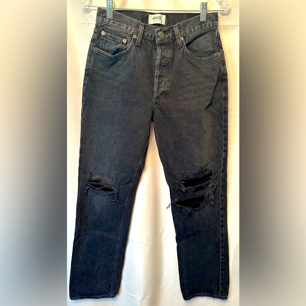 Agolde Lana Mid Rise Vintage Straight Leg in Disorder‎ Black Wash Jeans Size 26